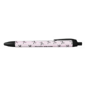 Stylo Noir Élégant noir vaches rose rayures Monogramme (Haut)