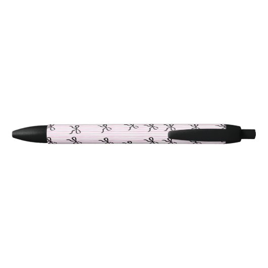 Stylo Noir Élégant noir vaches rose rayures Monogramme (Dos)