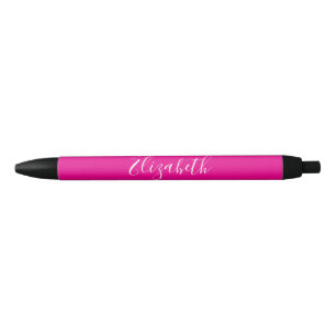 Stylo Noir Élégant nom en texte de script rose profond et bla