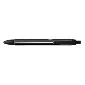 Stylo Noir Élégant or Monogramme personnalisé sur noir (Dos)
