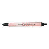 Stylo Noir Elégant or Rose avec Monogramme Parties scintillan (Devant)