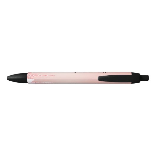 Stylo Noir Elégant or Rose avec Monogramme Parties scintillan (Dos)
