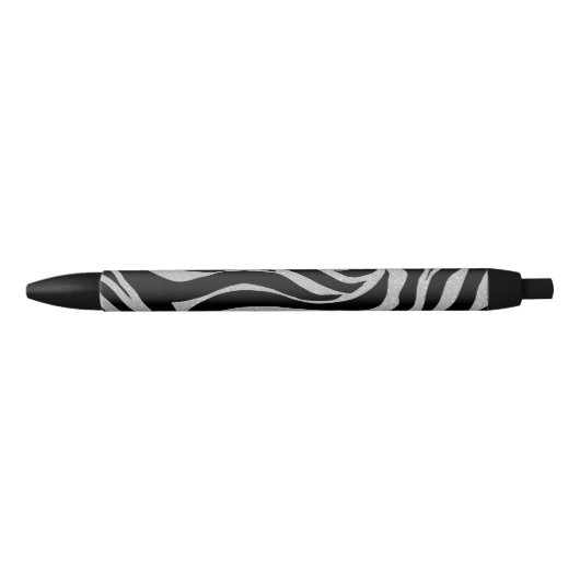 Stylo Noir Elégant Parties scintillant noire Silver Zebra Pos (Devant)