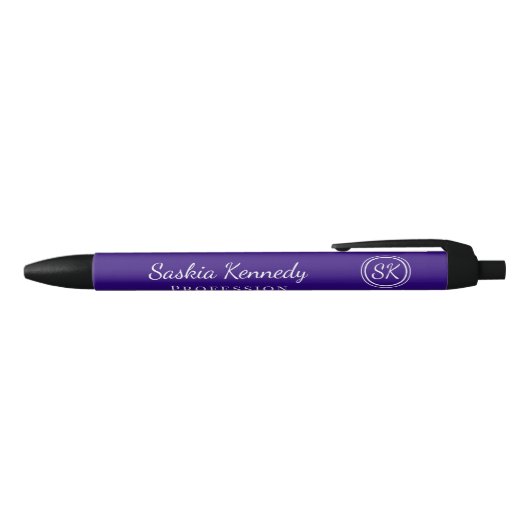 Stylo Noir Élégant Purple Professionnel Monogramme Entreprise (Haut)