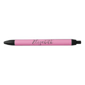 Stylo Noir Élégant rose avec un nom en script noir (Devant)