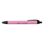 Stylo Noir Élégant rose avec un nom en script noir (Haut)