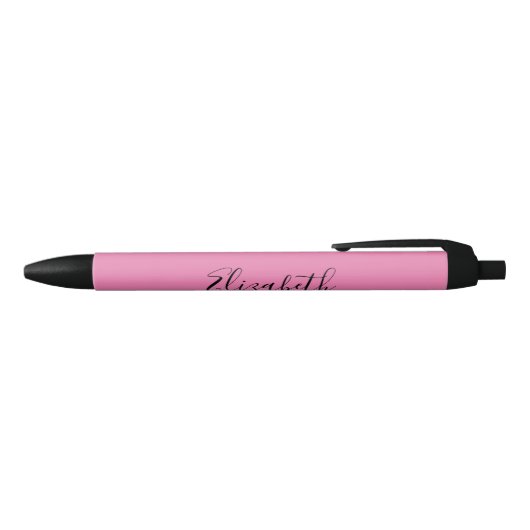 Stylo Noir Élégant rose avec un nom en script noir (Haut)