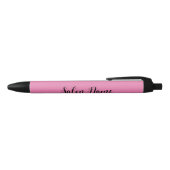 Stylo Noir Elegant rose Business Salon Nom Script et numéro (Haut)