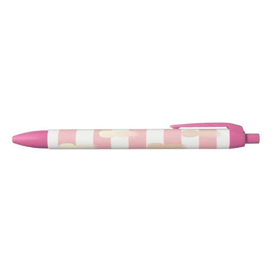 Stylo Noir Élégant rose d'ananas en or motif rayé (Haut)