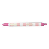 Stylo Noir Élégant rose d'ananas en or motif rayé (Devant)