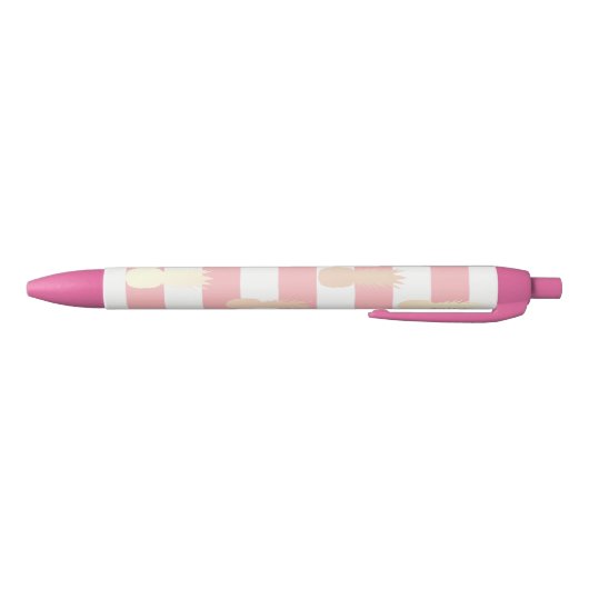 Stylo Noir Élégant rose d'ananas en or motif rayé (Bas)