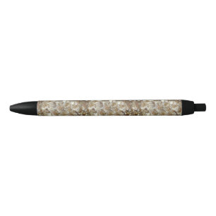 Stylo Noir Élégant Rose floral Motif pétal