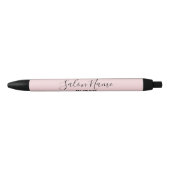 Stylo Noir Élégant rose pâle avec noir Script Nom du salon (Devant)