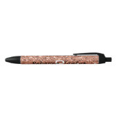 Stylo Noir Élégant Rose Parties scintillant or Monogramme Sty (Haut)