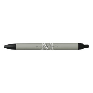 Stylo Noir Élégant Script moderne Monogramme de brouillard À