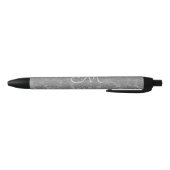 Stylo Noir Élégant Silver Grey Personnalisé Mariage Monogramm (Bas)