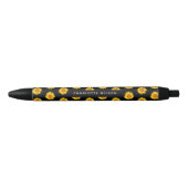 Stylo Noir Élégant Sunflower Jaune Nom du script Monogramme (Devant)
