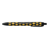 Stylo Noir Élégant Sunflower Jaune Nom du script Monogramme (Bas)