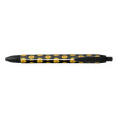 Stylo Noir Élégant Sunflower Jaune Nom du script Monogramme (Dos)