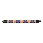 Stylo Noir Élégant tissu pourpre avec motif floral jaune (Devant)