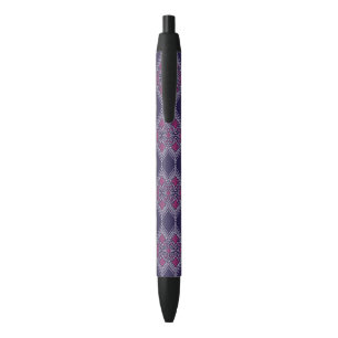 Stylo Noir Élégant tissu pourpre avec motif floral jaune