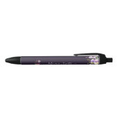 Stylo Noir Élégante floraison violette (Haut)