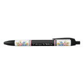 Stylo Noir Élégante Motif de fleurs Mariage marié (Haut)