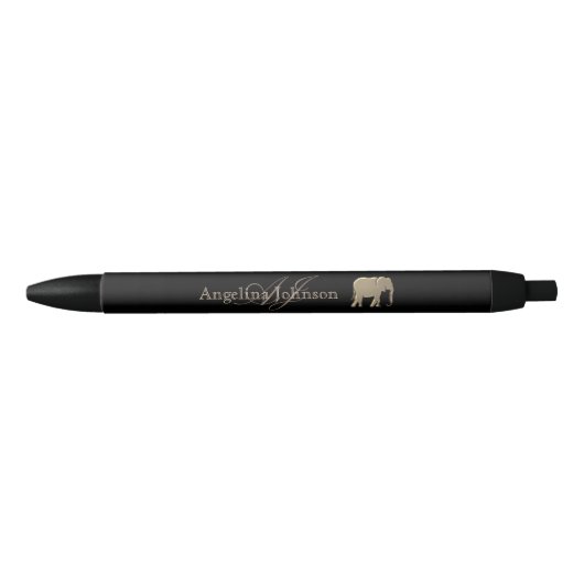 Stylo Noir Élément Or et Noir Monogrammé (Devant)