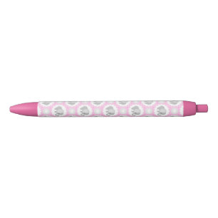 Stylo Noir Éléphant rose de bébé infantile