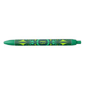 Stylo Noir Emerald Green Ornate Kaleidoscope Monogram (Devant)