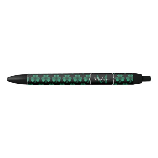 Stylo Noir Emerald Green Sparkle Shamrock noir Monogramme (Devant)