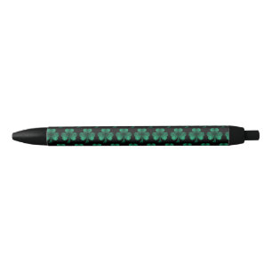 Stylo Noir Emerald Green Sparkles Shamrock motif noir