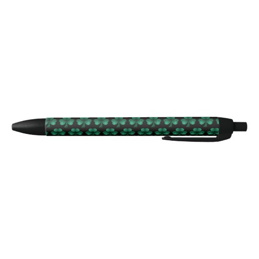 Stylo Noir Emerald Green Sparkles Shamrock motif noir (Bas)