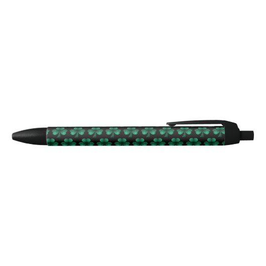Stylo Noir Emerald Green Sparkles Shamrock motif noir (Haut)