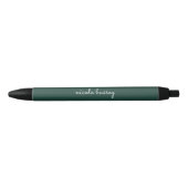 Stylo Noir Émeraude verte | Moderne Monogramme élégant (Devant)