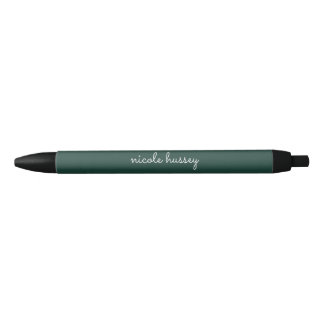 Stylo Noir Émeraude verte | Moderne Monogramme élégant