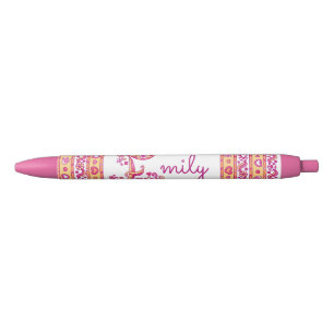 Stylo Noir Emily nom commençant par E filles corail orange