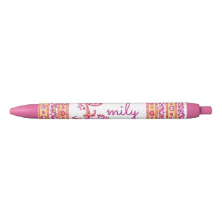 Stylo Noir Emily nom commençant par E filles corail orange