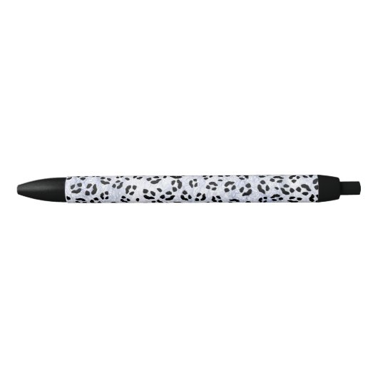 Stylo Noir Empreinte de léopard blanc (Devant)
