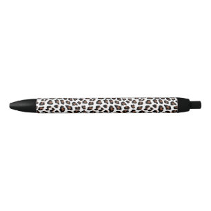 Stylo Noir Empreinte de léopard blanc