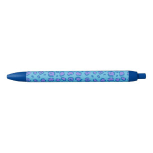 Stylo Noir Empreinte de léopard bleu