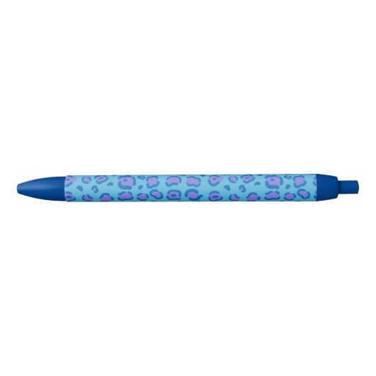 Stylo Noir Empreinte de léopard bleu (Devant)