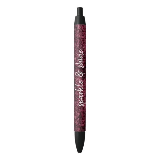 Stylo Noir Empreinte de léopard de Glam Burgundy (devant Vertical)