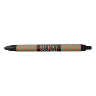 Stylo Noir Empreinte de léopard de Noël moderne Red Green Str