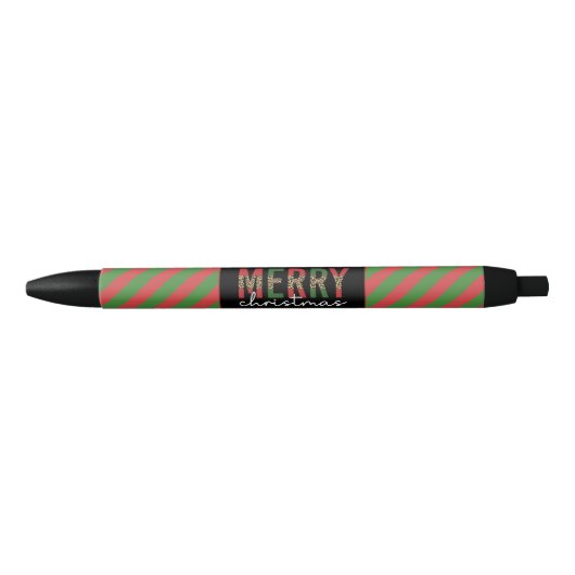 Stylo Noir Empreinte de léopard de Noël moderne Red Green Str (Devant)