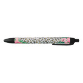 Stylo Noir Empreinte de léopard de Parties scintillant floral (Bas)