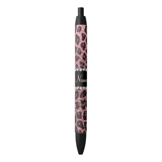 Stylo Noir Empreinte de léopard de parties scintillant rose p (devant Vertical)