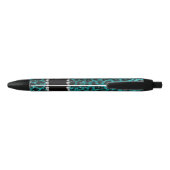 Stylo Noir Empreinte de léopard d'parties scintillant d'aqua (Dos)