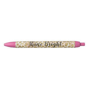 Stylo Noir Empreinte de léopard Glitzy Glam Gold Blush Partie