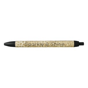 Stylo Noir Empreinte de léopard Glitzy Glam Gold Parties scin